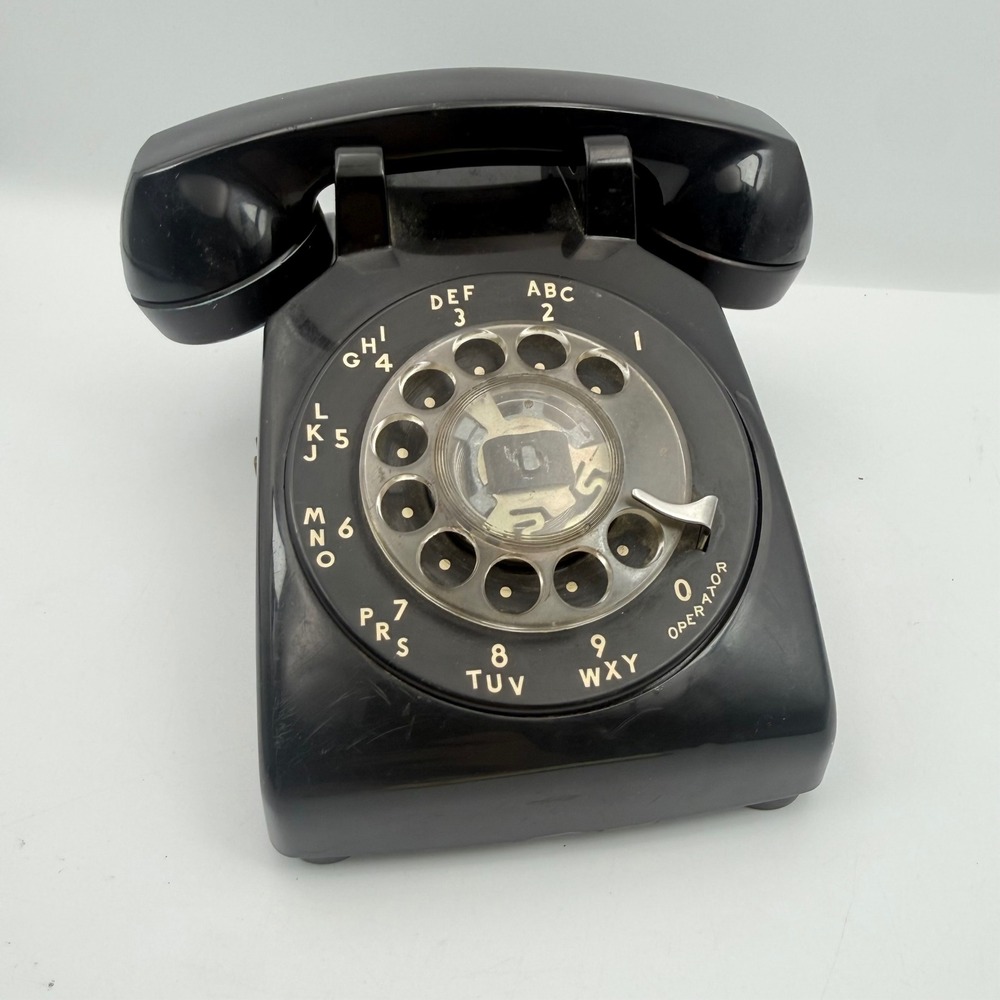 Vintage Western Electric Bell System Black Rotary Desk Phone AT&T Handset 500